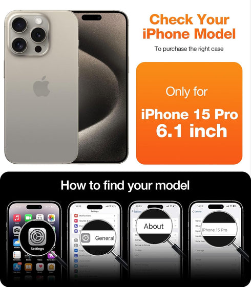 iPhone 15 Pro Case by TORRAS - Ultra Thin, Lightweight Matte Hard PC Cover, Slim Fit for 6.1" Black 2023 Model.