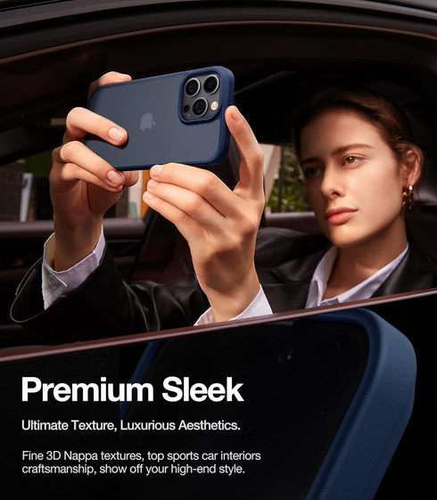 TORRAS iPhone 15 Pro Max Case - Navy Blue Titanium, Slim Shockproof, 12FT Military Grade, Translucent Matte Hard Back.