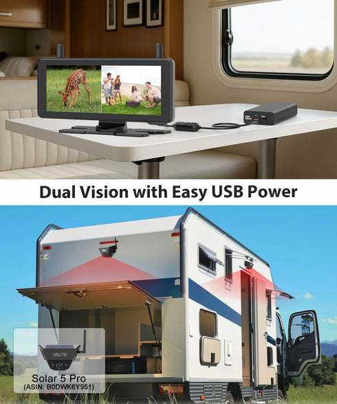 8Pin 5B 5B AUTO-VOX USB Boost Cable for Wireless Backup Camera with Display Power Connector for Solar and Solar Pro