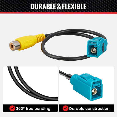 RED WOLF Reverse Camera Adapter, Fakra Z to RCA Female Plug for Select Mercedes Benz, Volvo, Ford Navigation Systems