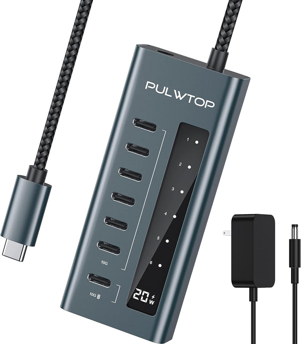 USB C Hub 7 in 1, 10Gbps USB C to USB C Adapter, Data & Charging for iMac, MacBook Pro/Air, XPS