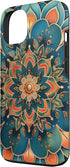 Colorful Mandala Gear 13 iPhone Teal and Salmon Mandala Pattern Case