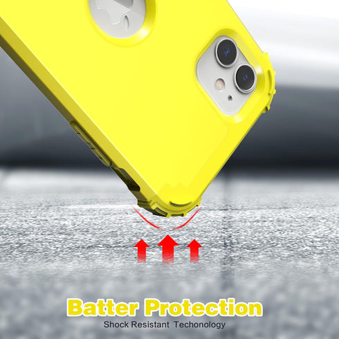 IDweel iPhone 11 Case - Yellow, 3-in-1 Hybrid, Shockproof, Slim Fit, Heavy Duty, with Tempered Glass Screen Protector.