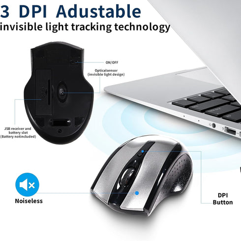 KANGRUI Wireless Keyboard and Mouse Combo - 17 inch Full Size 2.4G USB Ergonomic Slim Silent Wireless Keyboard and