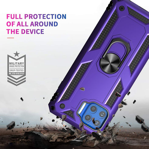 Androgate Compatible with Moto One 5G Case - Military-Grade Metal Ring Kickstand 22ft Drop Tested Shockproof Cover