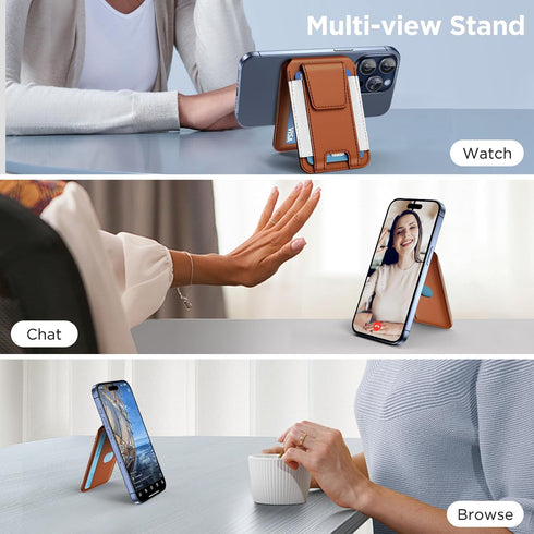 Miracase Magnetic Wallet for Men/Women, 3 Slots, 6-8 Card Holder for iPhone 16/15/14/13/12 Series, Adjustable Stand &