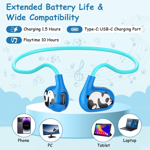 iDIGMALL Bluetooth 5.4 Kid Headphones, Open Ear Headphone with Noise-Cancelling Mic for Children, 13g Ultra-Light