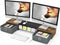 WESTREE Dual Monitor Stand Riser with Two Drawers, Extra Large Storage for 2 Monitors, Desktop Organizer