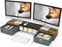 WESTREE Dual Monitor Stand Riser with Two Drawers, Extra Large Storage for 2 Monitors, Desktop Organizer