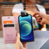 japezop iPhone 12 Mini Flip Case, Pink Leather, RFID Blocking, Card Holder, Slim Fit, Wireless Charging Compatible
