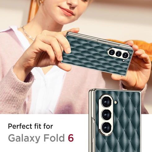 Miimall Slim Fit for Samsung Galaxy Z Fold 6 Case, Camera Protection, Ultra Thin PU Leather Luxury Case, Green