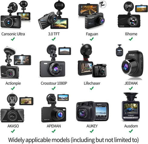 Dash Cam Suction Mount - Windshield & Dashboard Suction Cup Holder with Various Joints for Yi, Rexing, Falcon, Old