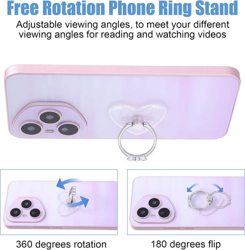 Sorcristy 2 Pack 360 Transparent Phone Ring Holder Grip, Rotation Finger Phone Stand with Diamonds, Adjustable Anti