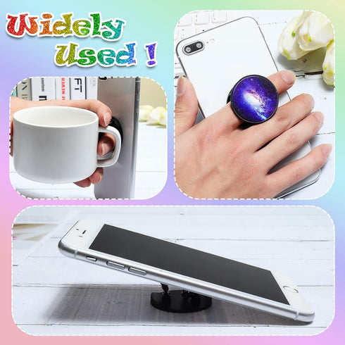 Honoson 9 Pieces Cell Phone Grip Holder, Colorful Collapsible Self-Adhesive Finger Ring for Smartphone and Tablets