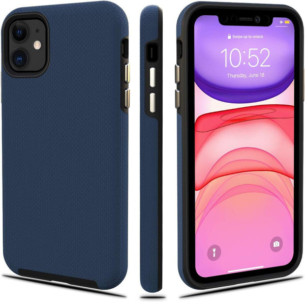 CellEver Heavy-Duty Case for iPhone 11, Dual Layer, Military Grade Protection, Slim, Shockproof Non-Slip, Navy Blue