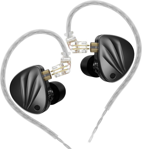 KZ Krila Tunable Hybrid Earphones, KZ HIFI BA DD Heavy Bass in-ear Headphones, Detachable Silver Cable, Black