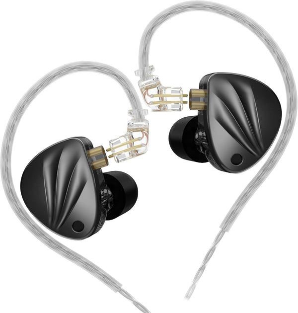KZ Krila Tunable Hybrid Earphones, KZ HIFI BA DD Heavy Bass in-ear Headphones, Detachable Silver Cable, Black