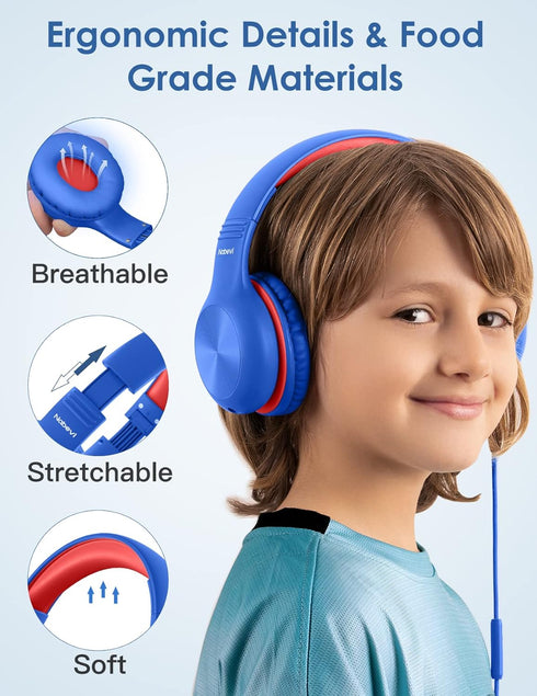 Headphones for Kids for School, Kids Headphones with Microphone, Sharing Function, 85dB/94dB Safe Volume Limit, Over