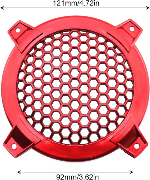 2PCS 4Inch Grill Cover, Red Round ABS Plastic Mesh Grilles, Car Audio Speaker Covers, Woofer Subwoofer Grill