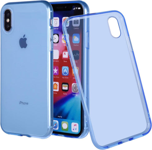 Wisdompro Case Bundle of 5 Pack for iPhone Xs, X - Extra Slim Jelly Soft TPU Gel Protective Cover (Blue, Aqua Blue, Hot