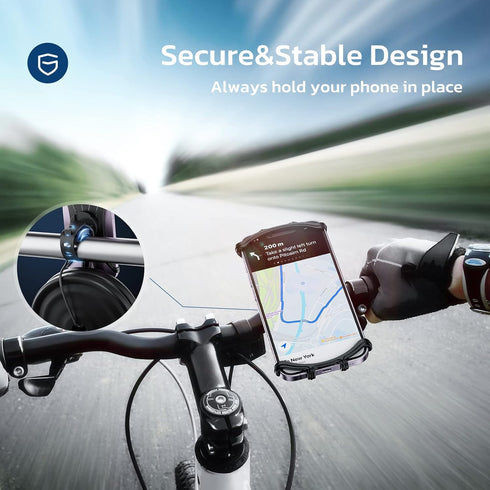 VUP Universal Bike Phone Mount, 360° Rotatable Silicone Holder for iPhone 15/14/13/Pro