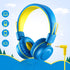 Noot Products K33 Kids Headphones, Foldable Stereo Wired On-Ear Headset with 5ft Long Cord, Electric Blue
