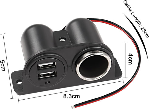 MEIRIYFA Dual USB Cigarette Lighter Socket Power Outlet Car Charger, 3.1A Dual USB + Cigarette Lighter Adapter