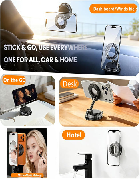 Fclvd 360Adjustable 108+LBS Magnetic Car Phone Holder, Vacuum Dashboard and Windshield Mount Magsafe Cell Phone Holders