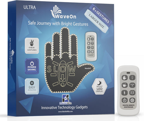 6 Communicate WaveOn Ultra Gestures LED Display Fun Finger Car Light with Remote | with Other Drivers | Glogesture LED