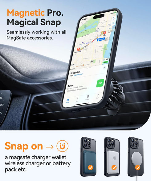CANSHN Magnetic Case for iPhone 15 Pro, Translucent Matte Shockproof Protective Cover with Full Camera Protection