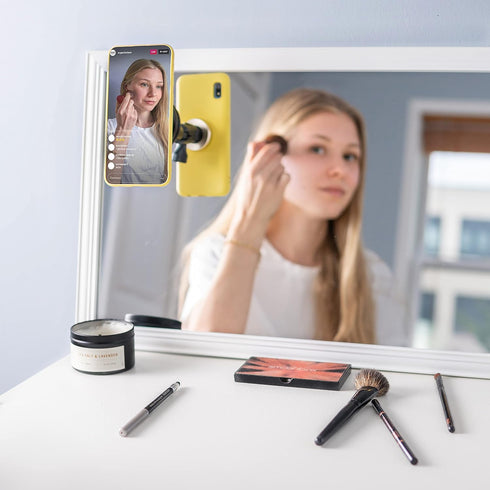hula+ Magnet Phone Holder - Reusable Stand for Shower Mirror Kitchen Window & Bathroom, Compatible with All Phones