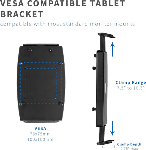 VIVO MOUNT-UVM02 Universal VESA Mount Adapter for Tablets, 2-in-1 Laptops, 15.6 inch Monitors, Max VESA 100x100, Black
