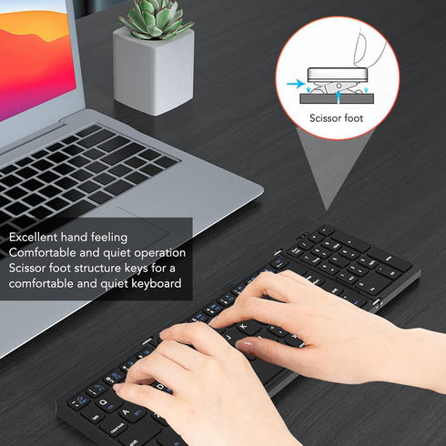 Luqeeg Foldable Bluetooth Keyboard, 81 Keys Pocket Keyboard, Rechargeable Full Size Slim Keyboard for Windows Tablet PC