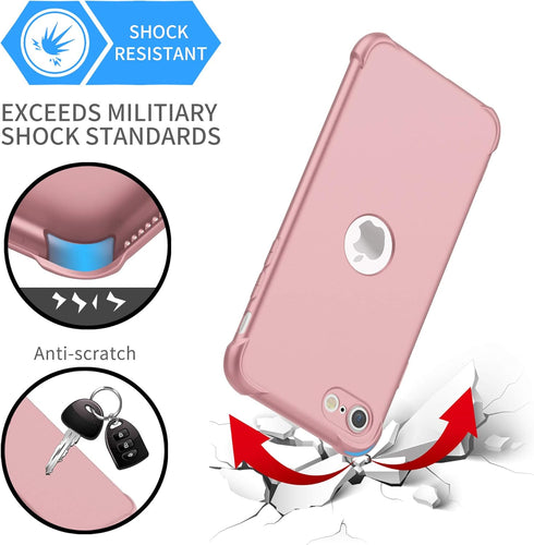 ORETECH iPhone SE 2022 Case with 2 x Tempered Glass Screen Protector, 360° Full Body Protection, Rosegold