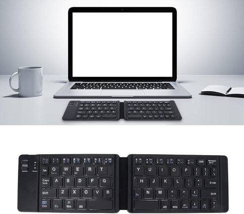 Hilitand Foldable Bluetooth Keyboard - Ultra-Slim Silent Rechargeable Compact Ergonomic Mini for iOS and Android