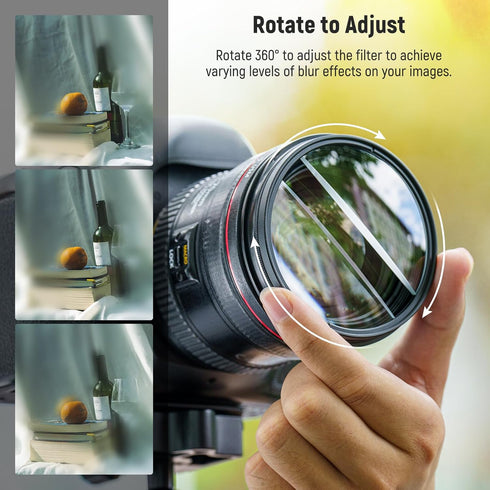 NEEWER 58mm Center Field Split Diopter Effect Filter, Camera Linear Prism K9 Optical Glass Filter with Aluminium Frame,