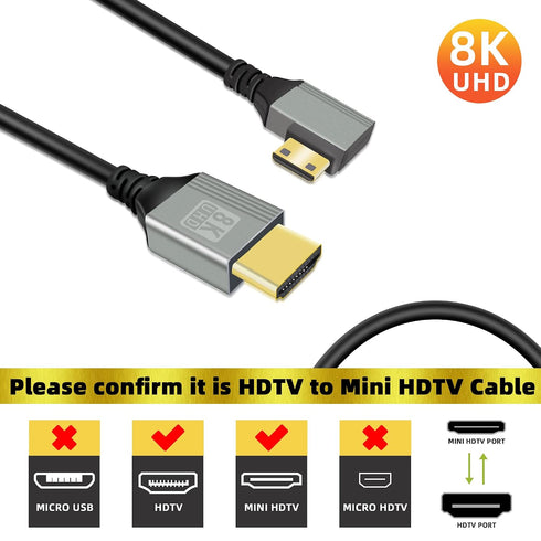 8K 1.6FT, 48Gbps 8K@60Hz Video4K@144Hz 0.5M) GELRHONR Mini HDTV to HDTV Cable Mini Male to Male Support for Camera