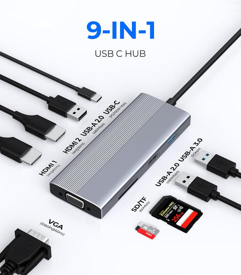 GIISSMO 3 9 1 3 2 4K 100W 3 USB C Docking Station Monitors HDMI Adapter for Dell HP Lenovo, in Laptop Docking Station