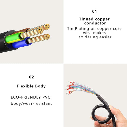 XMSJSIY DB37 Connector Adapter, 37 Pin Serial Extension Cable with Bare Wire - 1M/3.2Ft (DB37 Male)