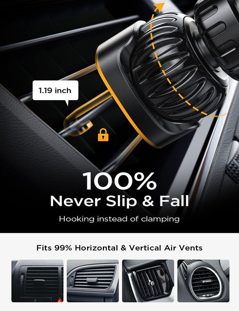LISEN Phone Mount for Car, Ultra Stable Holder for Car Vent, Steel Hook Clip for iPhone 15/14/13 Pro and Samsung Galaxy