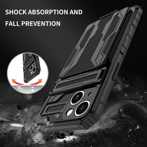 iPhone 15 Case with Card Holder Detachable Wallet Cover, Built-in Kickstand & Screen Protectors, Full Body Shockproof Phone Case for iPhone 15 (6.1 Inch), Black