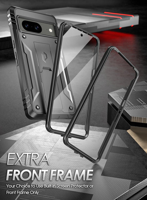 Poetic Revolution Case for Google Pixel 8 5G, 6.2", Black - Rugged, Full-Body, 20FT Drop Tested, Kickstand & Screen