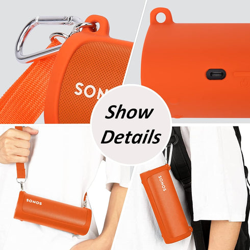 khanka Silicone Case Replacement for Sonos Roam/Sonos Roam 2 Portable Smart Bluetooth Speaker (Orange)