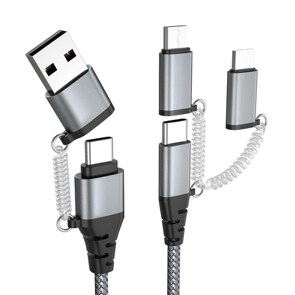 Shopify SEO Optimized: USB C Multi Fast Charging Cable 60W 3A, Nylon Braided, USB A/C to Type C/Micro/iPhone Adapter,