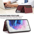 Asuwish Phone Case for Samsung Galaxy S21 5G 6.2 inch Wine Red Wallet Cover with Tempered Glass Protector & PU Leather