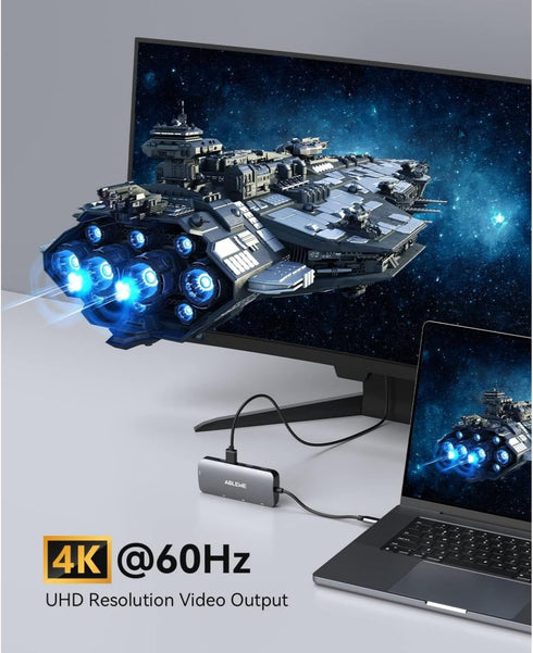 ABLEWE 8 1 4K@60Hz Adapter,1000Mbps, 100W 3 3.0 USB C Hub Ethernet, Multiport USB C to HDMI Hub, in USBC PD, USB Ports