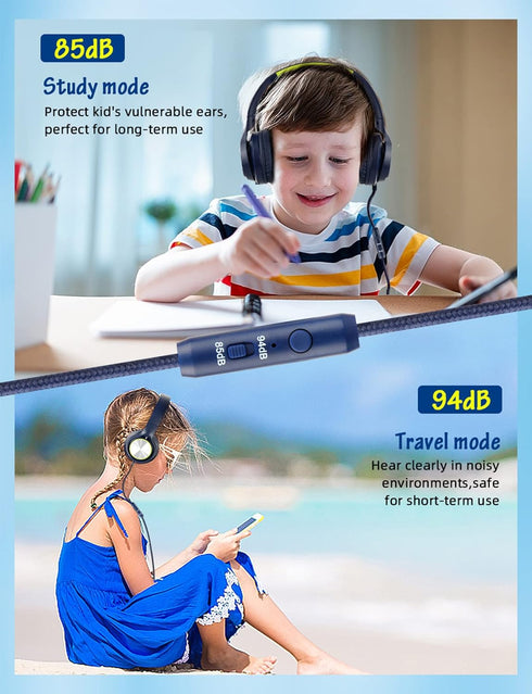 Shop Kids Headphones with Microphone - Wired Over Ear, 85dB/94dB Volume Limit for Boys, Girls, Teens, Perfect for