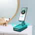 JTEMAN Cell Phone Stand with Wireless Bluetooth Speakers, Angle Adjustable Strong Pedestal Phone Stand for Desk, HD