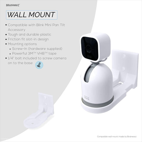 Screwless Wall Mount for Blink Mini Pan Tilt Camera, Easy Install Holder with Strong VHB Holder