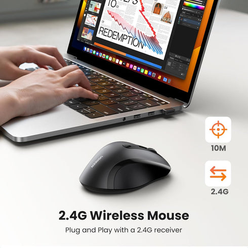 UGREEN 2.4GHz 1600 Wireless Mouse Ergonomic DPI USB Receiver Compatible with Windows Mac Linux Chromebook Laptop PC